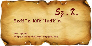 Száz Kálmán névjegykártya